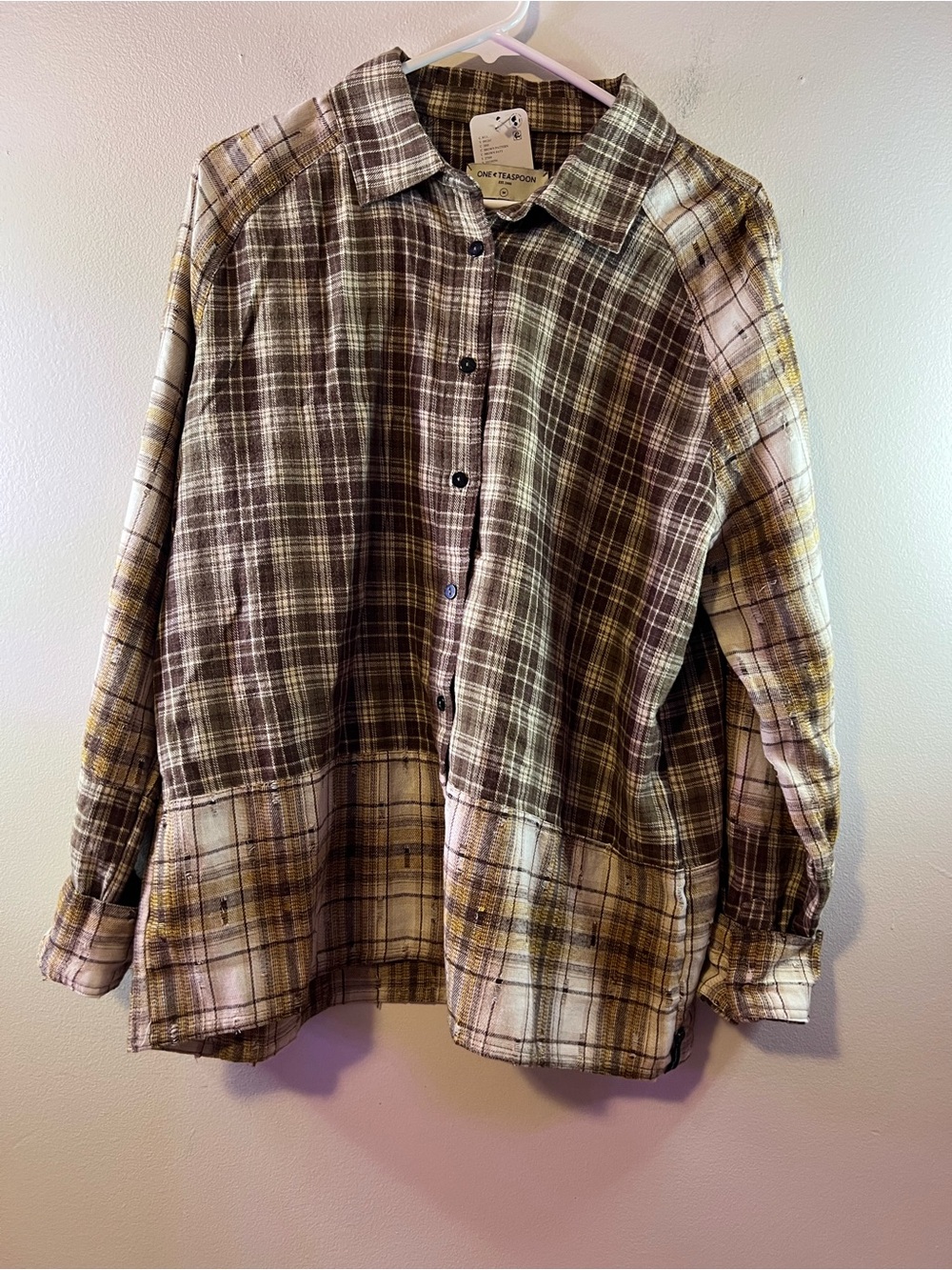 One Teaspoon Rodeo Rust Patchwork Flannel in Brown Pattern - Picture 4 of 14